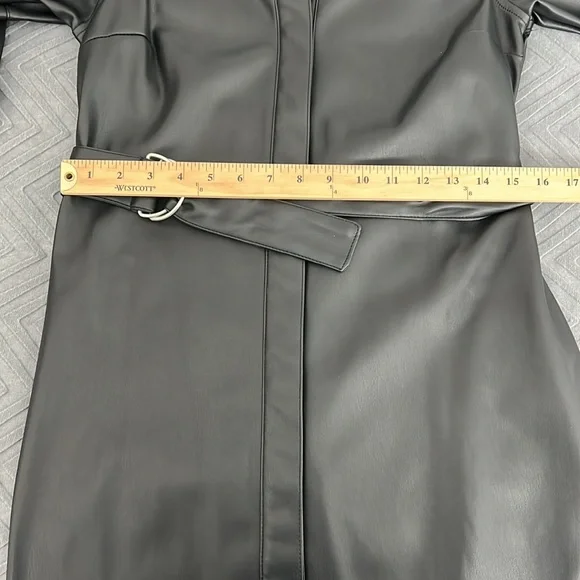 NWT French Connection Patti Long Sleeve Faux Leather Shirtdress - Picture 10 of 12
